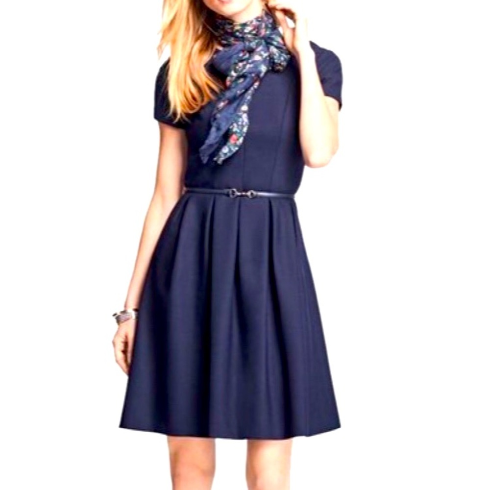 Brooks brothers Navy Stretch Wool Pleated dress